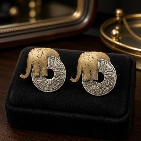 Brass Elephant Earrings