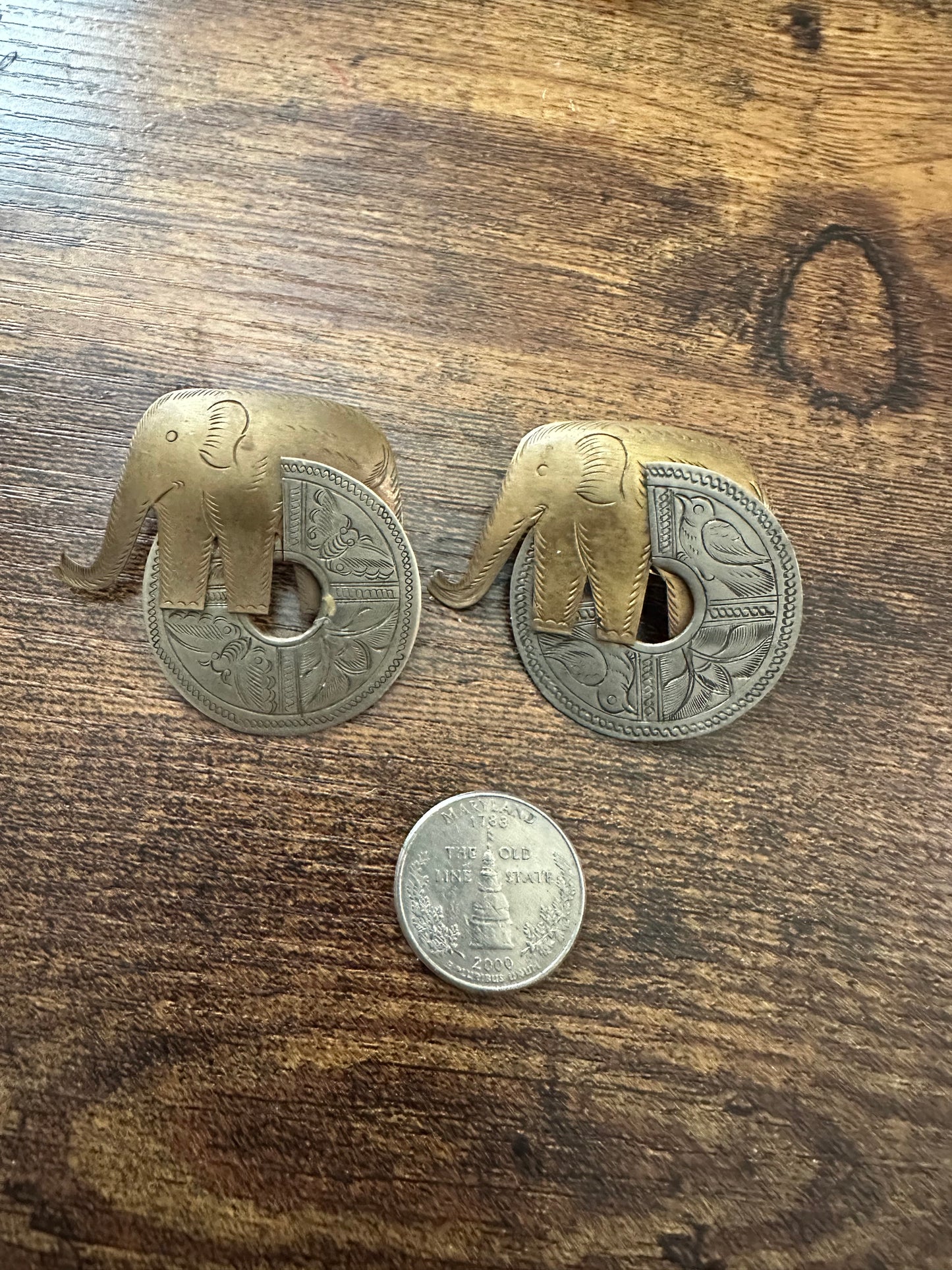 Brass Elephant Earrings
