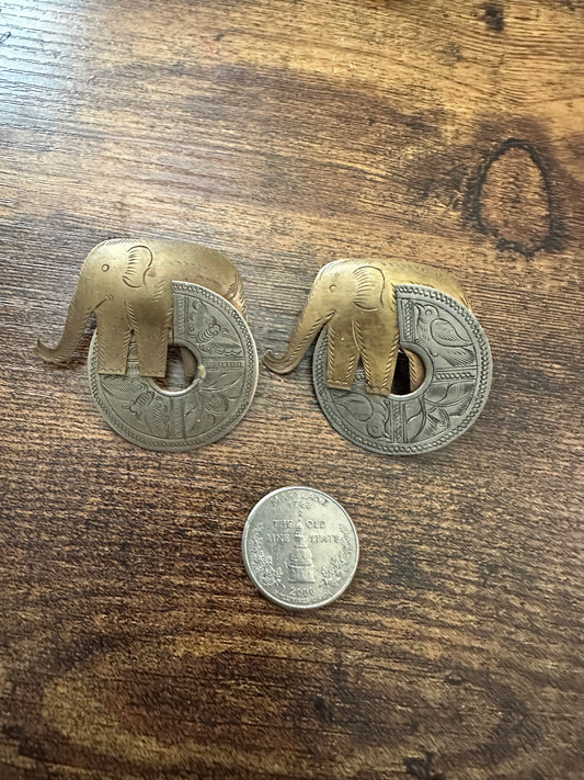 Brass Elephant Earrings